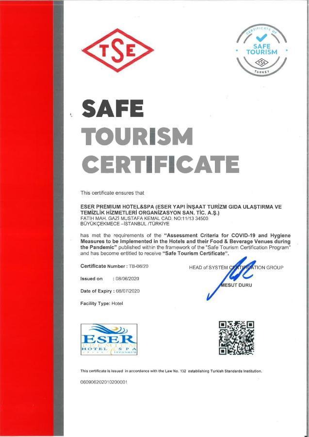Eser Premium Hotel & Spa Buyukcekmece Exterior photo Safe Tourism Certificate